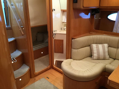 lounge area inside the uniesse 48 open yacht in Dubrovnik area